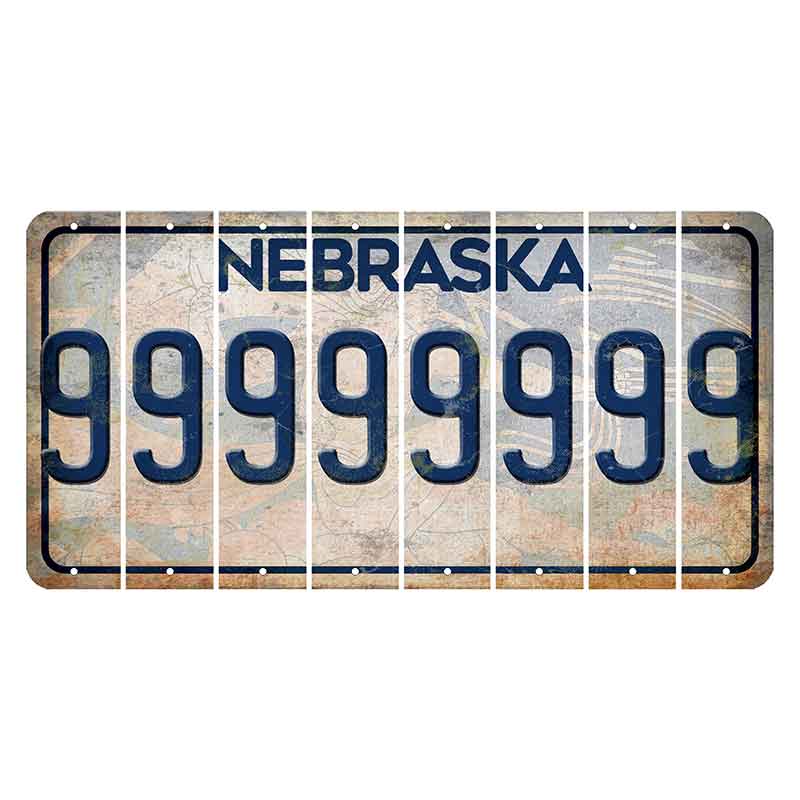 Nebraska Genius of Creative Energy Cut License Plate Strips (Set of 8) 9