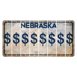 Nebraska Genius of Creative Energy Cut License Plate Strips (Set of 8) Dollar Sign