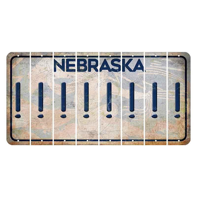 Nebraska Genius of Creative Energy Cut License Plate Strips (Set of 8) Exclamation Point