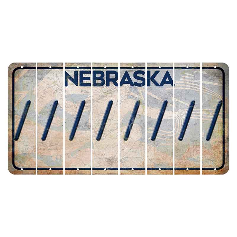 Nebraska Genius of Creative Energy Cut License Plate Strips (Set of 8) Forward Slash