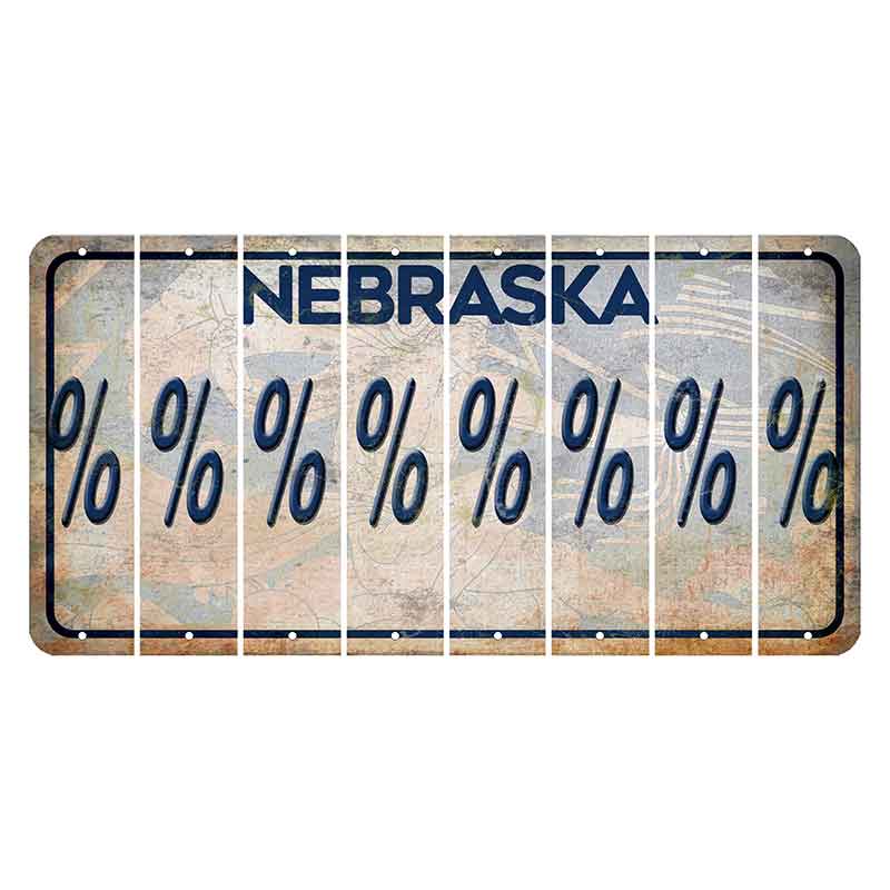 Nebraska Genius of Creative Energy Cut License Plate Strips (Set of 8) Percent Sign