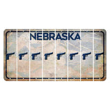 Nebraska Genius of Creative Energy Cut License Plate Strips (Set of 8) Handgun