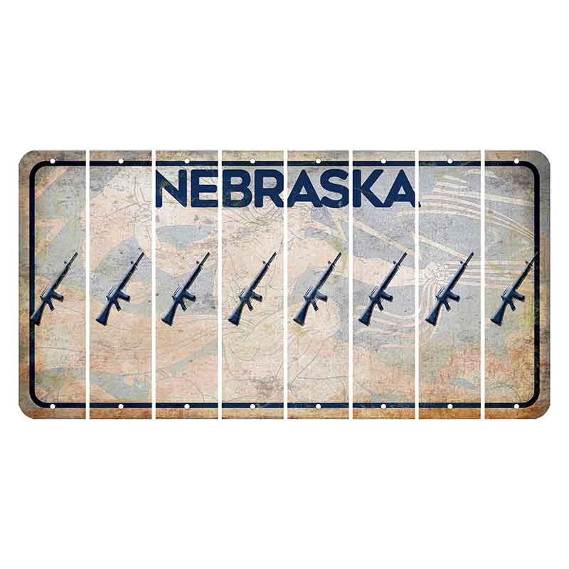 Nebraska Genius of Creative Energy Cut License Plate Strips (Set of 8) Rifle