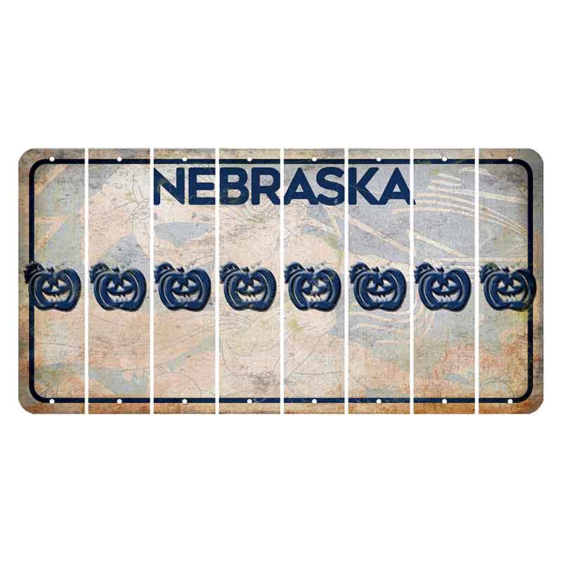 Nebraska Genius of Creative Energy Cut License Plate Strips (Set of 8) Pumpkin