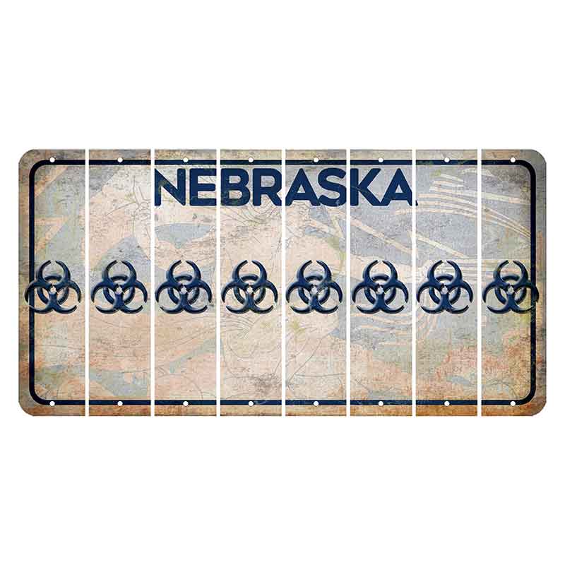 Nebraska Genius of Creative Energy Cut License Plate Strips (Set of 8) Radioactive