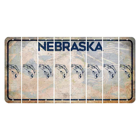 Nebraska Genius of Creative Energy Cut License Plate Strips (Set of 8) Fish