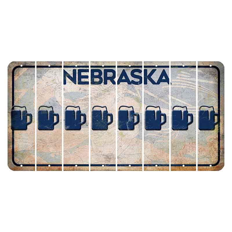 Nebraska Genius of Creative Energy Cut License Plate Strips (Set of 8) Beer Mug