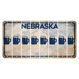 Nebraska Genius of Creative Energy Cut License Plate Strips (Set of 8) Beer Mug