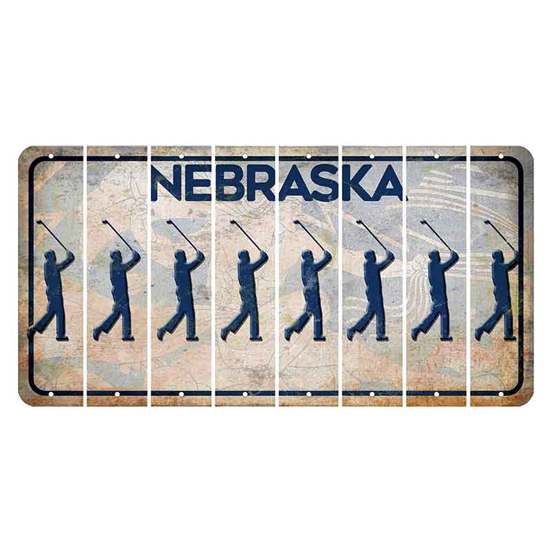 Nebraska Genius of Creative Energy Cut License Plate Strips (Set of 8) Male Golfer