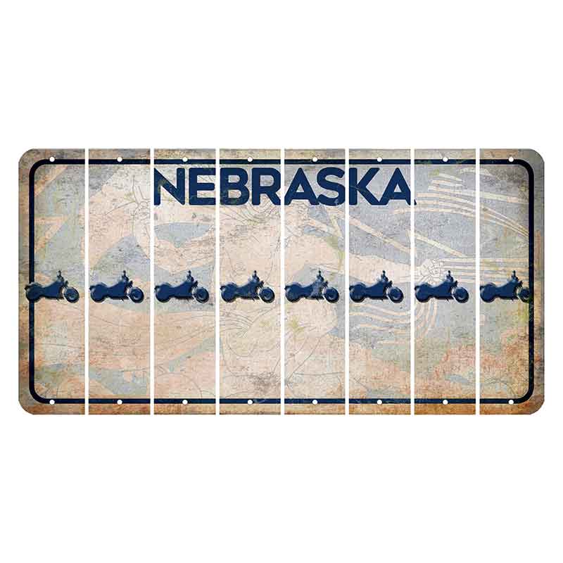 Nebraska Genius of Creative Energy Cut License Plate Strips (Set of 8) Motorcycle