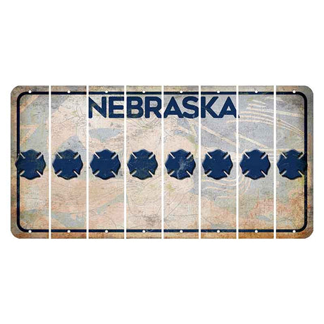 Nebraska Genius of Creative Energy Cut License Plate Strips (Set of 8) Fire Badge