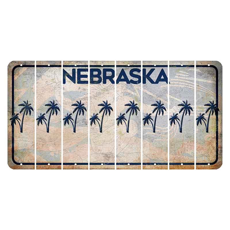 Nebraska Genius of Creative Energy Cut License Plate Strips (Set of 8) Palm Trees