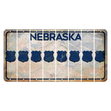 Nebraska Genius of Creative Energy Cut License Plate Strips (Set of 8) Police Badge