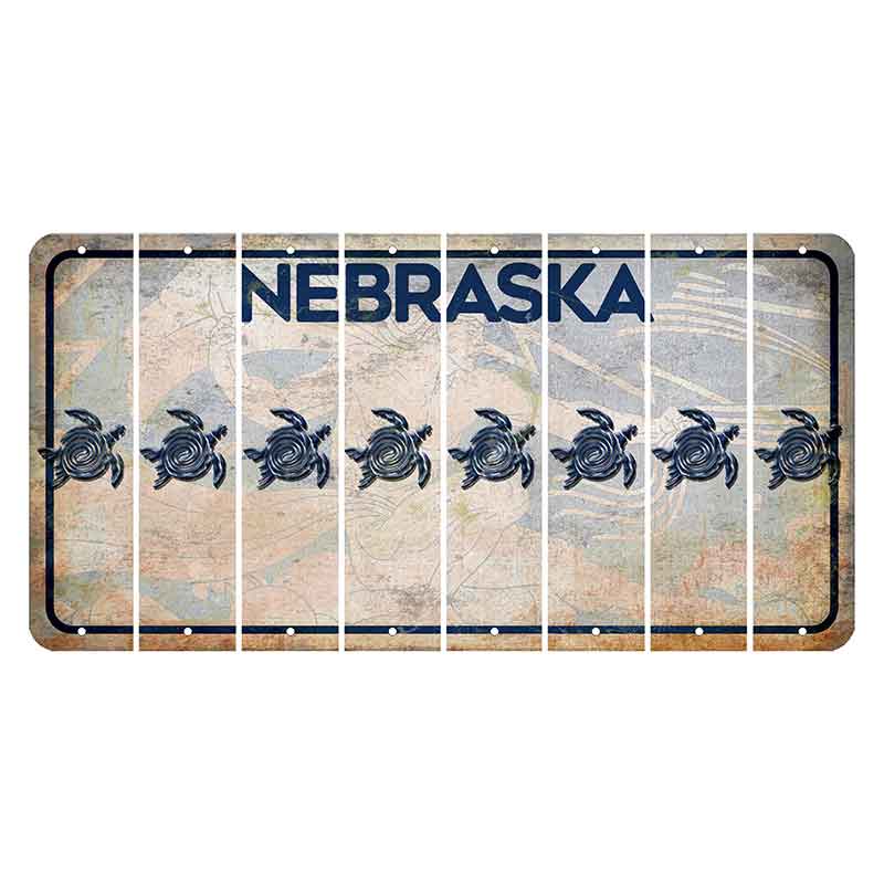 Nebraska Genius of Creative Energy Cut License Plate Strips (Set of 8) Sea Turtle