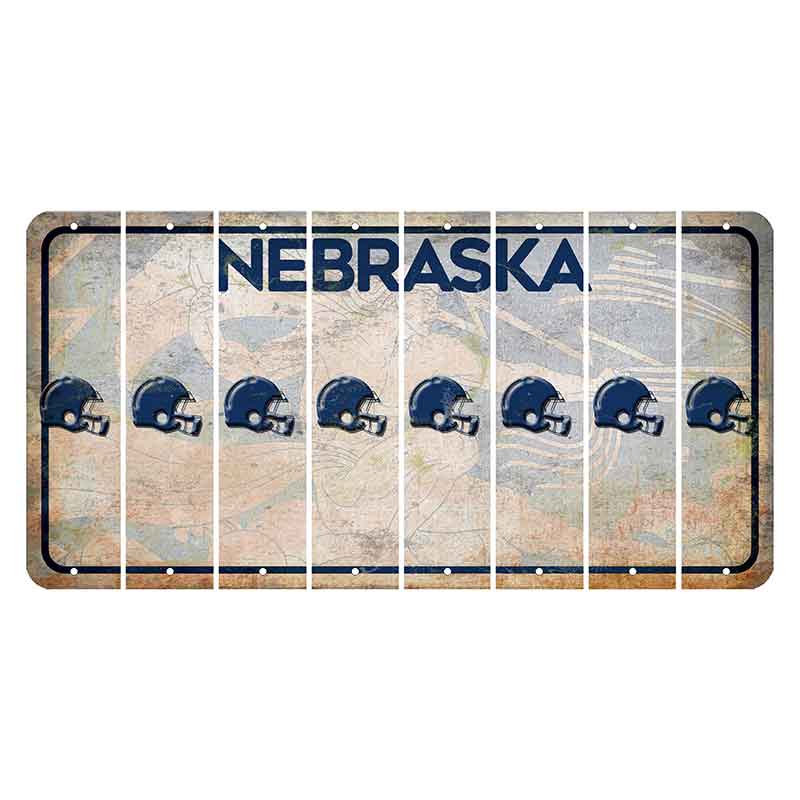 Nebraska Genius of Creative Energy Cut License Plate Strips (Set of 8) Football Helmet