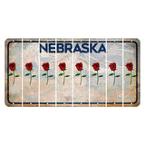 Nebraska Genius of Creative Energy Cut License Plate Strips (Set of 8) Red Rose