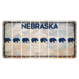 Nebraska Genius of Creative Energy Cut License Plate Strips (Set of 8) Bear