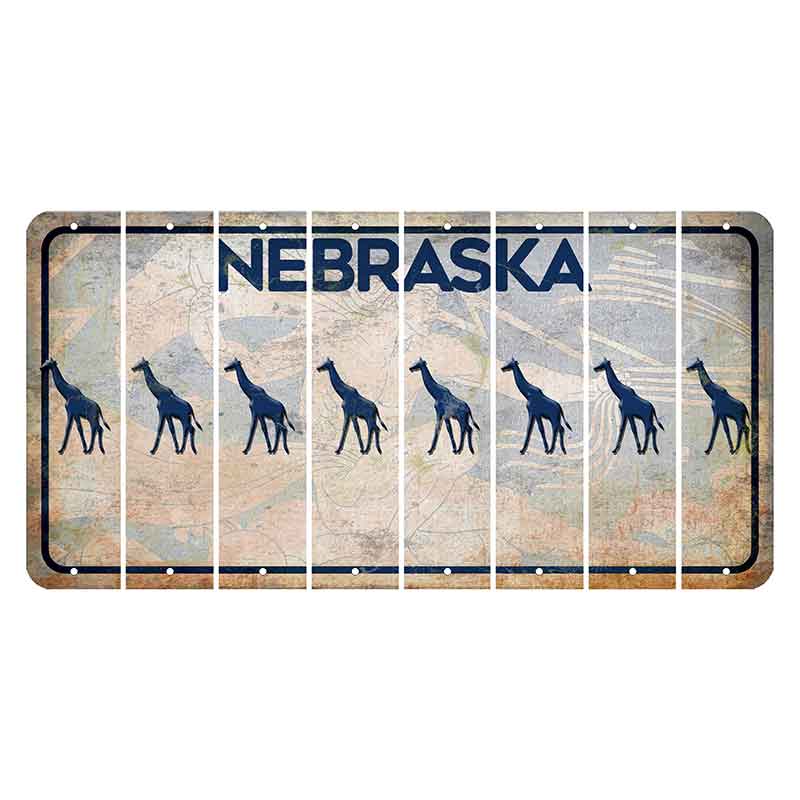 Nebraska Genius of Creative Energy Cut License Plate Strips (Set of 8) Giraffe