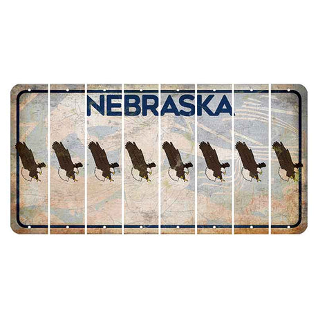 Nebraska Genius of Creative Energy Cut License Plate Strips (Set of 8) Bald Eagle