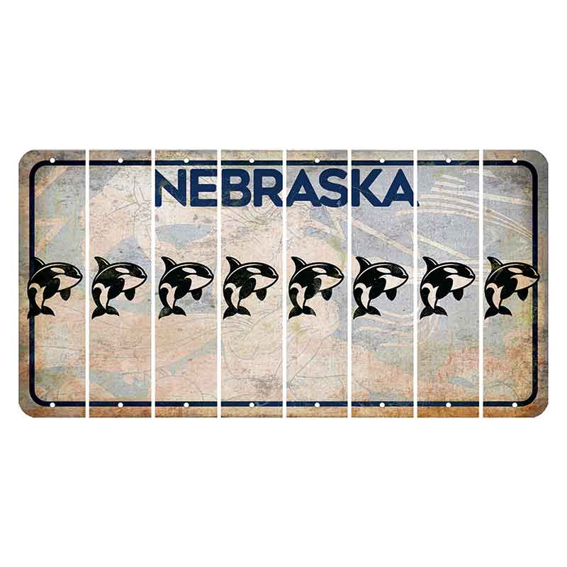 Nebraska Genius of Creative Energy Cut License Plate Strips (Set of 8) Whale