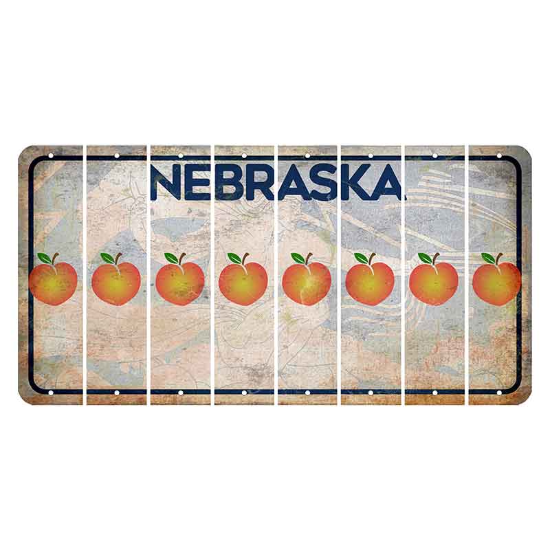 Nebraska Genius of Creative Energy Cut License Plate Strips (Set of 8) Peach