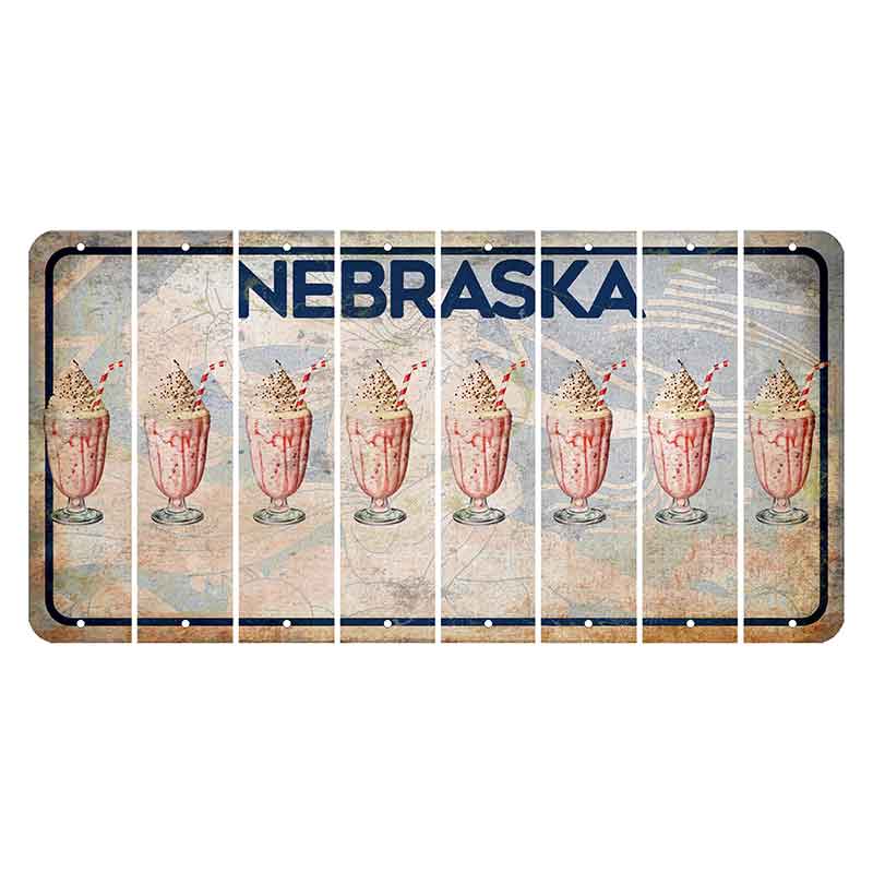 Nebraska Genius of Creative Energy Cut License Plate Strips (Set of 8) Milkshake