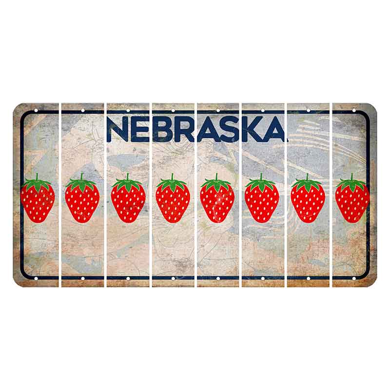 Nebraska Genius of Creative Energy Cut License Plate Strips (Set of 8) Strawberry