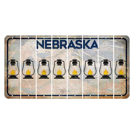 Nebraska Genius of Creative Energy Cut License Plate Strips (Set of 8) Lantern