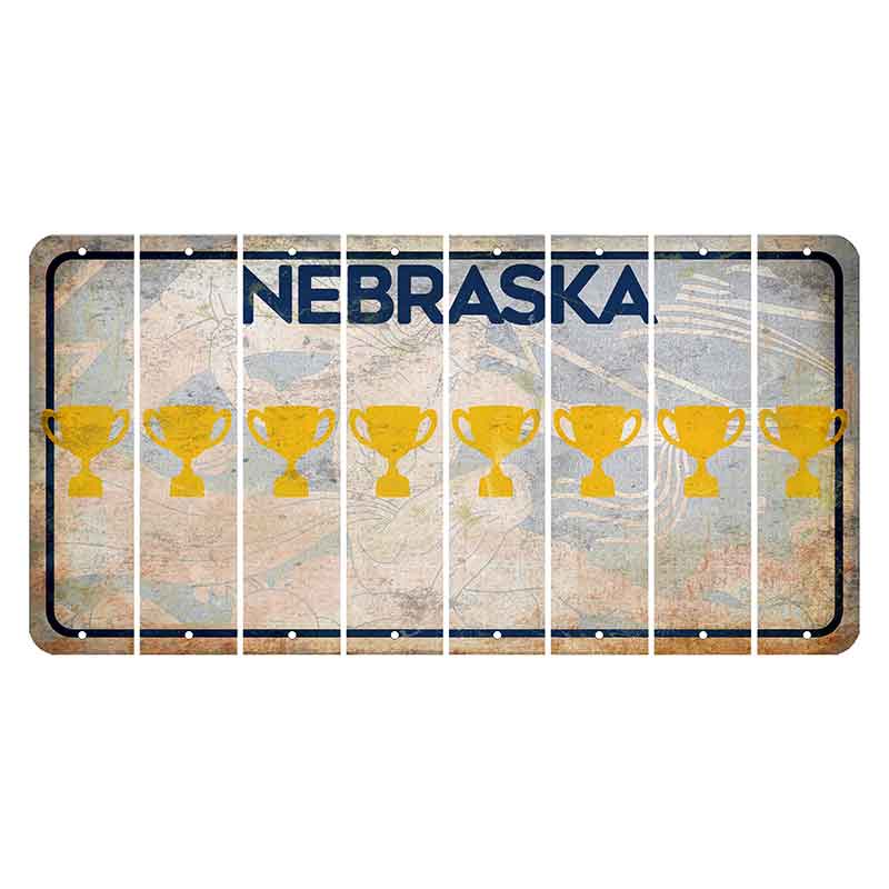 Nebraska Genius of Creative Energy Cut License Plate Strips (Set of 8) Trophy