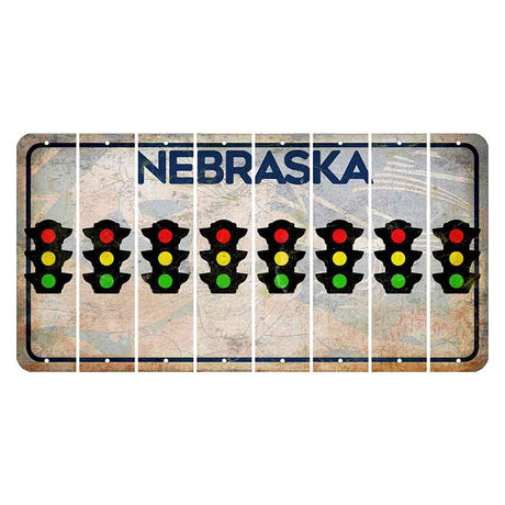 Nebraska Genius of Creative Energy Cut License Plate Strips (Set of 8) Traffic Light