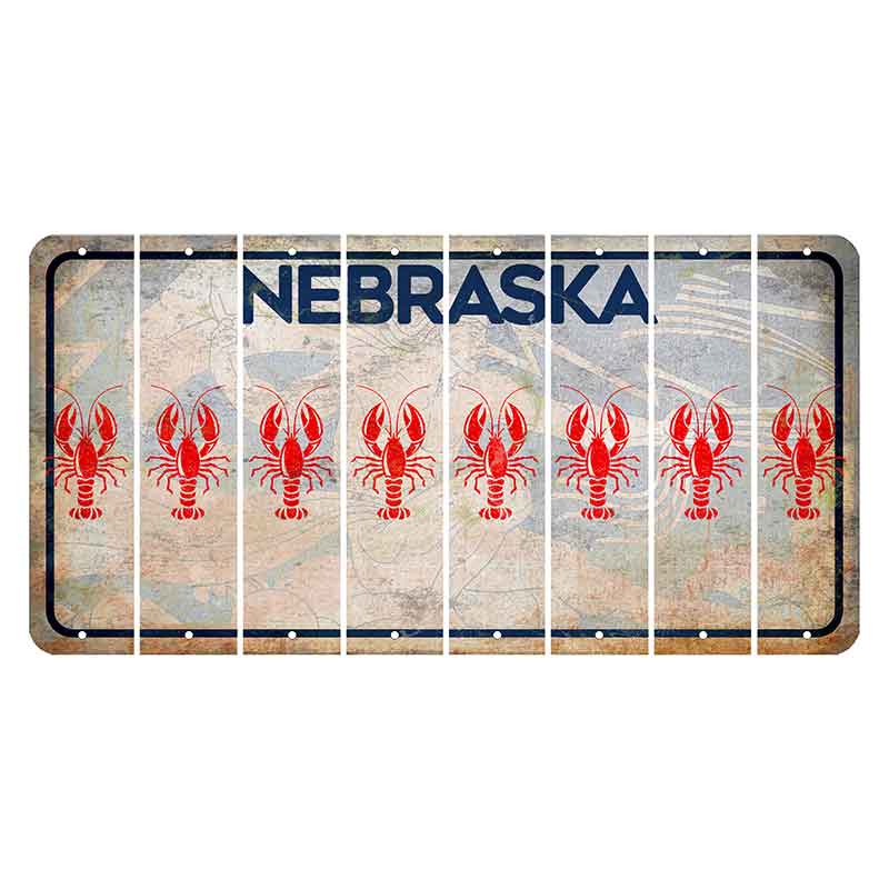 Nebraska Genius of Creative Energy Cut License Plate Strips (Set of 8) Lobster