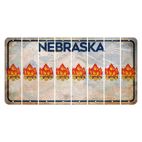 Nebraska Genius of Creative Energy Cut License Plate Strips (Set of 8) Campfire