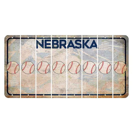 Nebraska Genius of Creative Energy Cut License Plate Strips (Set of 8) Baseball