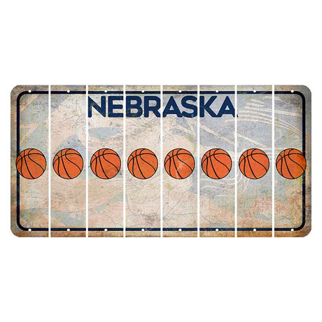 Nebraska Genius of Creative Energy Cut License Plate Strips (Set of 8) Basketball