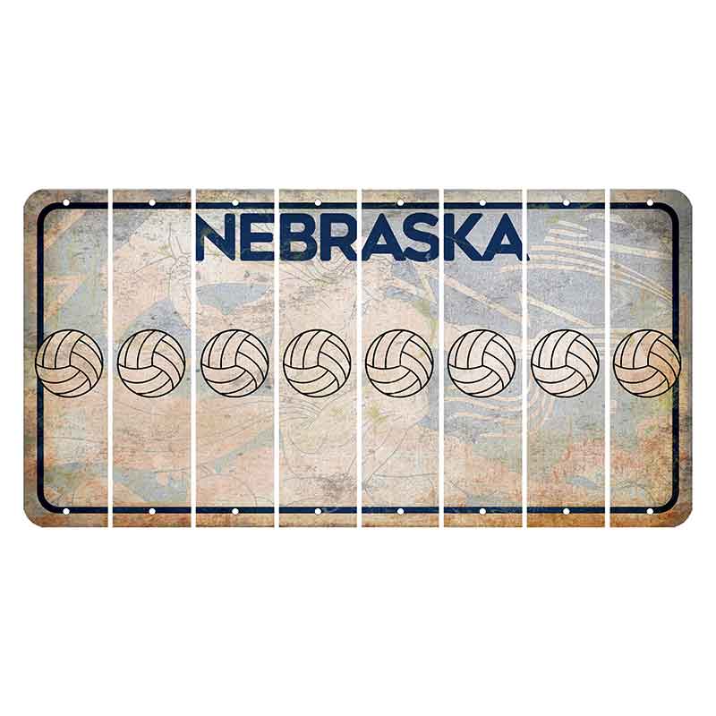 Nebraska Genius of Creative Energy Cut License Plate Strips (Set of 8) Volleyball