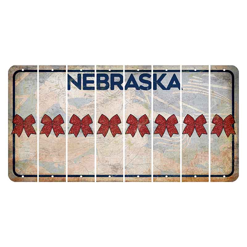 Nebraska Genius of Creative Energy Cut License Plate Strips (Set of 8) Cheer Bow