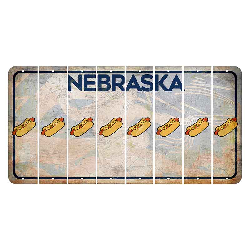 Nebraska Genius of Creative Energy Cut License Plate Strips (Set of 8) Hotdog