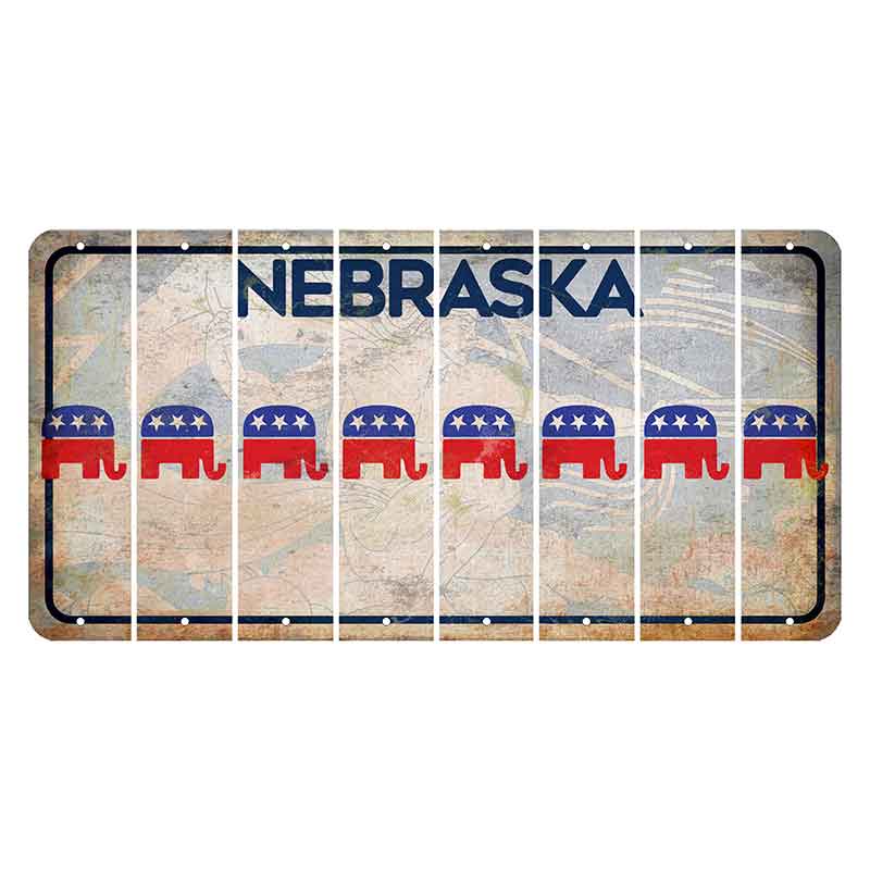 Nebraska Genius of Creative Energy Cut License Plate Strips (Set of 8) Republican