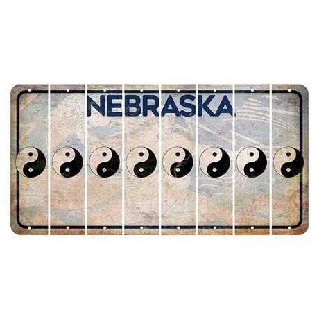 Nebraska Genius of Creative Energy Cut License Plate Strips (Set of 8) Yin Yang