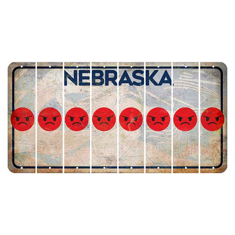 Nebraska Genius of Creative Energy Cut License Plate Strips (Set of 8) Emoji - Angry