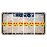 Nebraska Genius of Creative Energy Cut License Plate Strips (Set of 8) Emoji - Heart Eyes