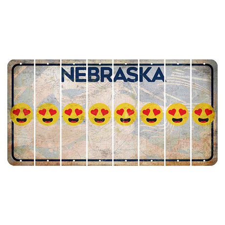 Nebraska Genius of Creative Energy Cut License Plate Strips (Set of 8) Emoji - Heart Eyes