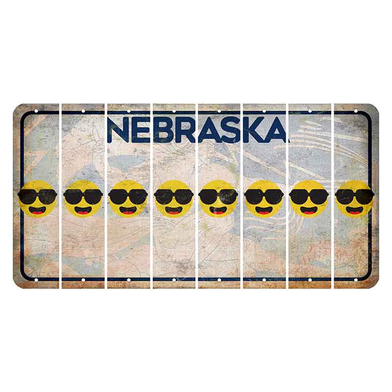 Nebraska Genius of Creative Energy Cut License Plate Strips (Set of 8) Emoji - Shades