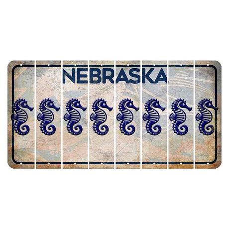 Nebraska Genius of Creative Energy Cut License Plate Strips (Set of 8) Seahorse