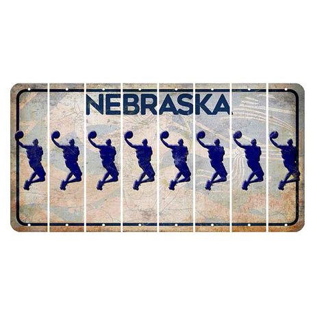 Nebraska Genius of Creative Energy Cut License Plate Strips (Set of 8) Basketball Player