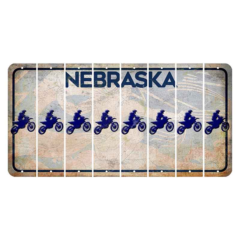 Nebraska Genius of Creative Energy Cut License Plate Strips (Set of 8) Dirtbike Rider