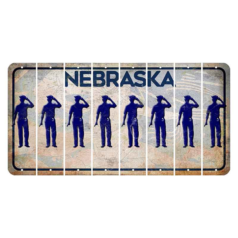 Nebraska Genius of Creative Energy Cut License Plate Strips (Set of 8) Police Officer