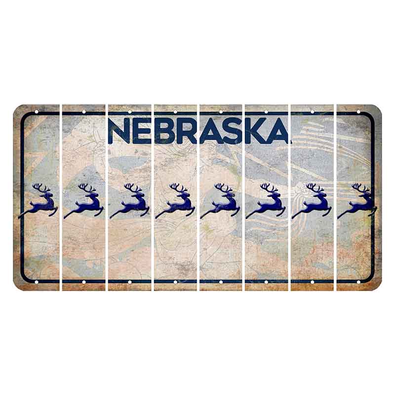 Nebraska Genius of Creative Energy Cut License Plate Strips (Set of 8) Reindeer