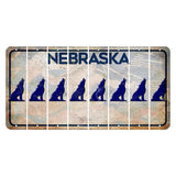 Nebraska Genius of Creative Energy Cut License Plate Strips (Set of 8) Howling Wolf