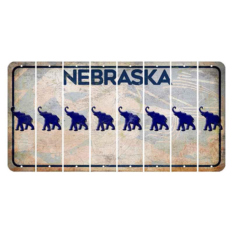 Nebraska Genius of Creative Energy Cut License Plate Strips (Set of 8) Elephant